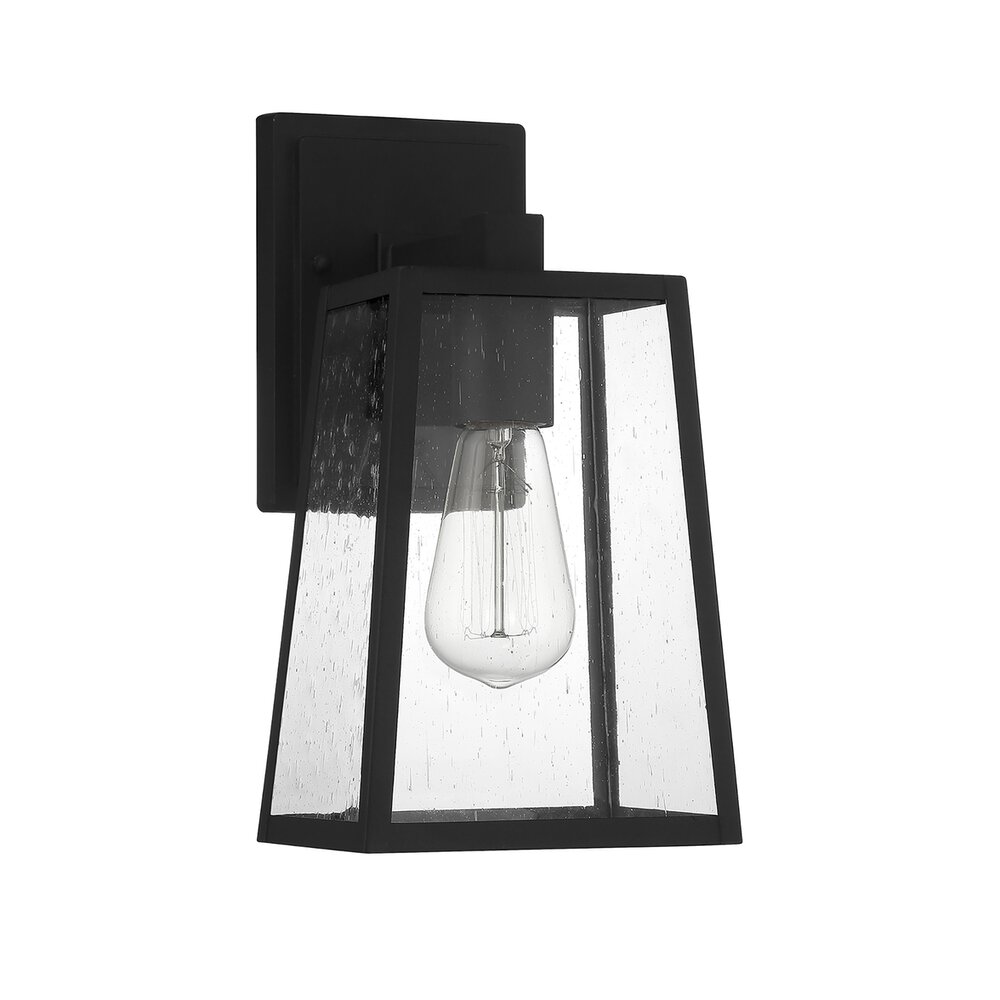 1 Light Medium Wall Mount In Matte Black And Seeded Glass