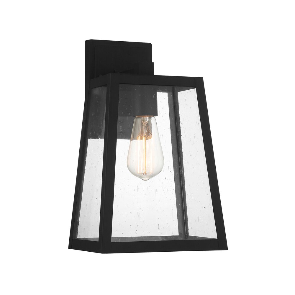 1 Light Large Wall Mount In Matte Black And Seeded Glass