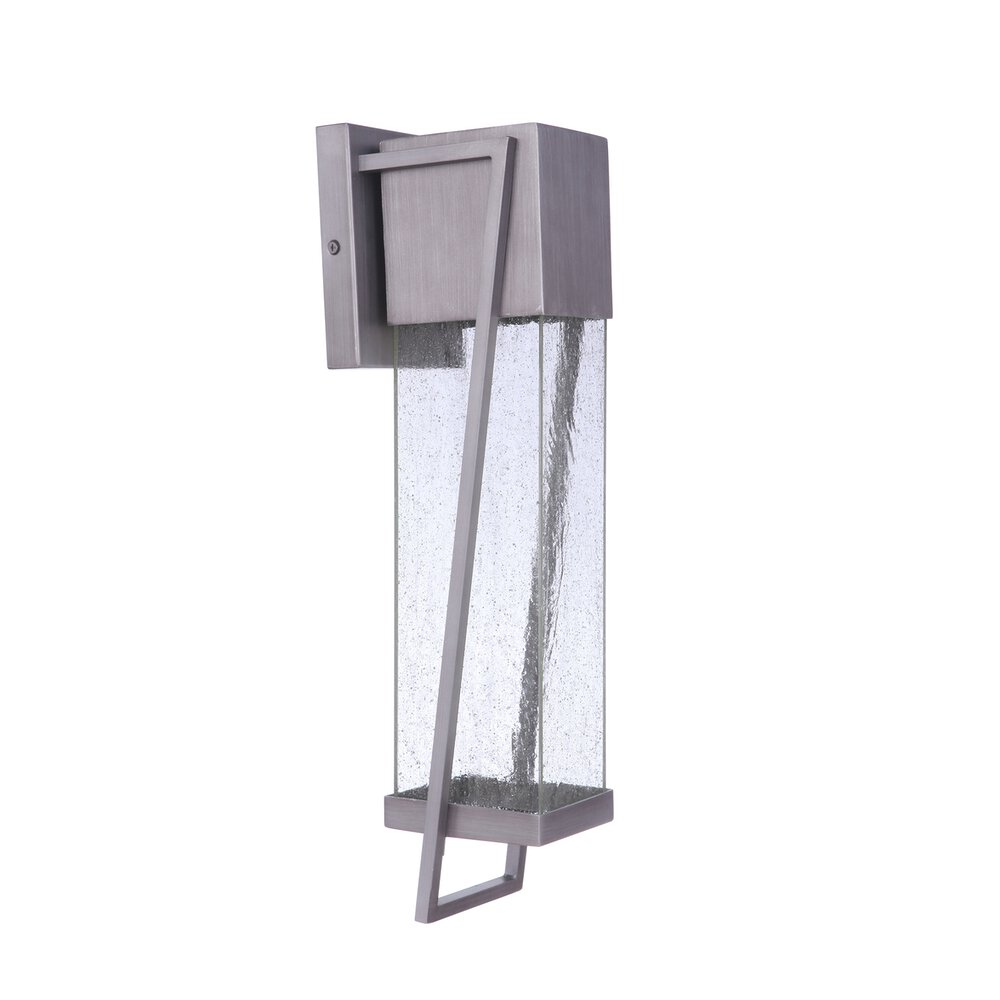 Outdoor Lantern Led Light In Brushed Titanium And Seeded Glass