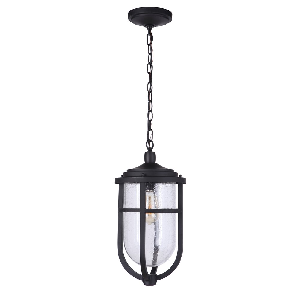 Outdoor Pendant 1 Light In Midnight And Seeded Glass