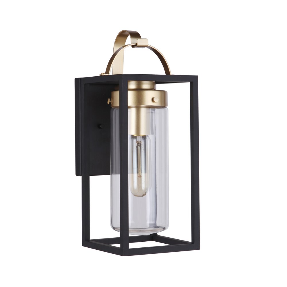 Outdoor Lantern In Midnight Satin Brass And Clear Glass