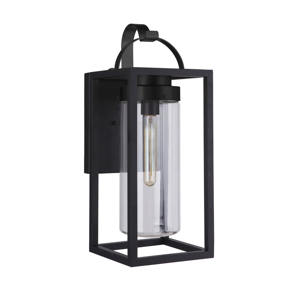 Medium 1 Light Outdoor Wall Lantern In Midnight And Clear Glass