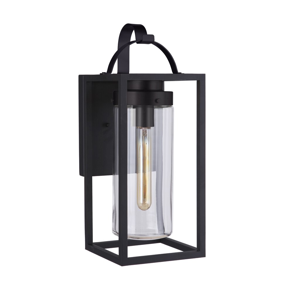 Large Outdoor 1 Light Wall Lantern In Midnight And Clear Glass
