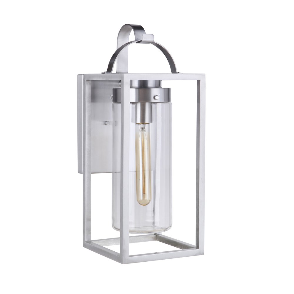 Outdoor Lantern In Satin Aluminum And Clear Glass