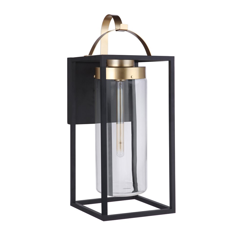 1 Light Extra Large Outdoor Wall Mount in Midnight/Satin Brass