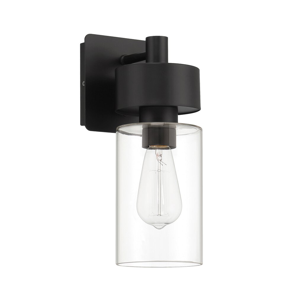 1 Light Outdoor Lantern In Midnight And Clear Glass