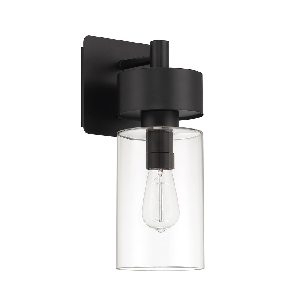 1 Light Outdoor Lantern In Midnight And Clear Glass