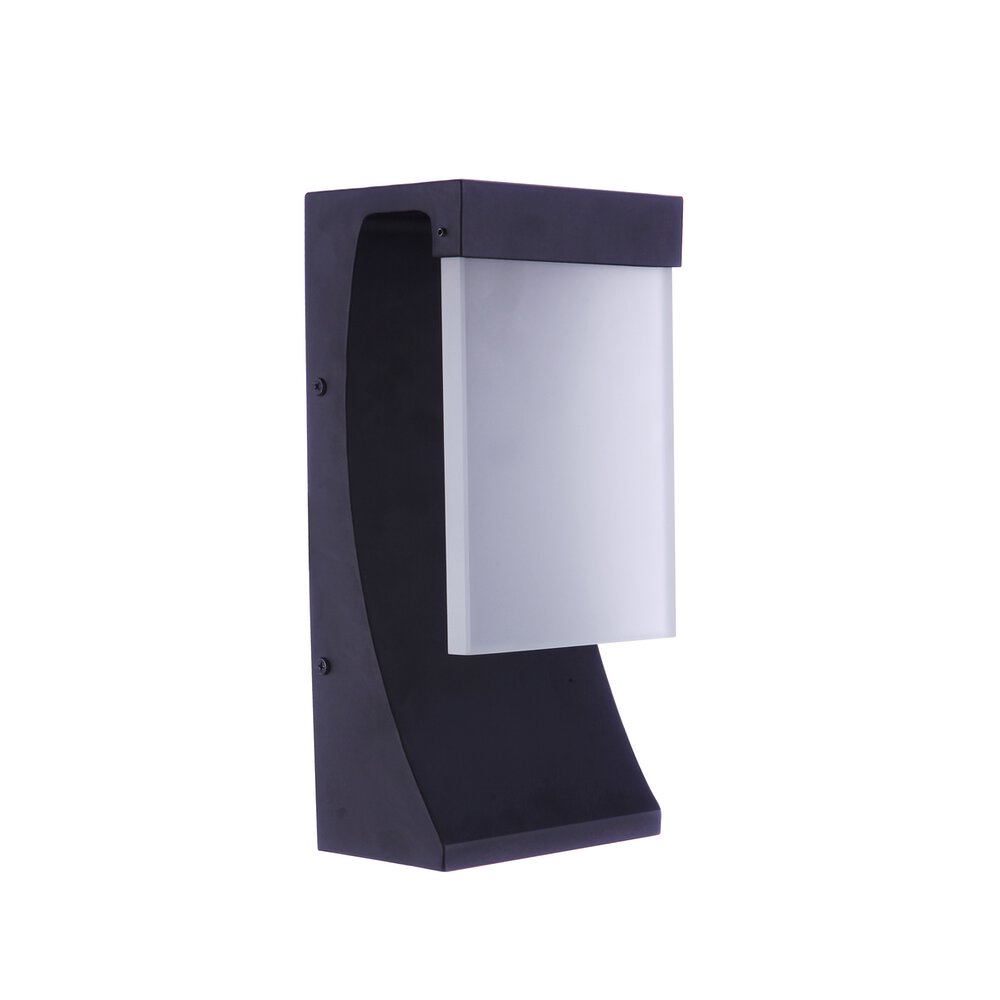 12" Outdoor Led Wall Lantern In Midnight And Frosted Glass
