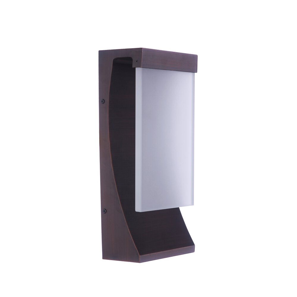 15" Outdoor Led Wall Lantern In Aged Bronze Brushed And Frosted Glass