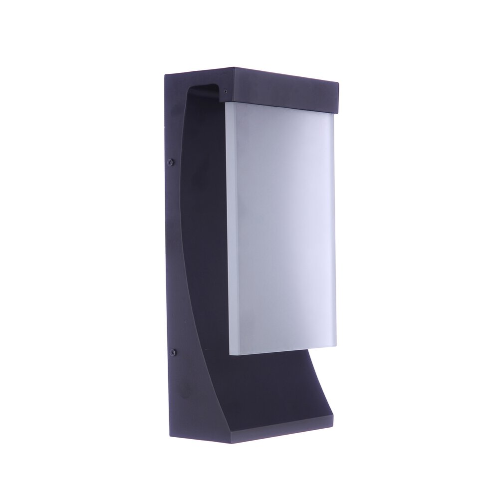15" Outdoor Led Wall Lantern In Midnight And Frosted Glass