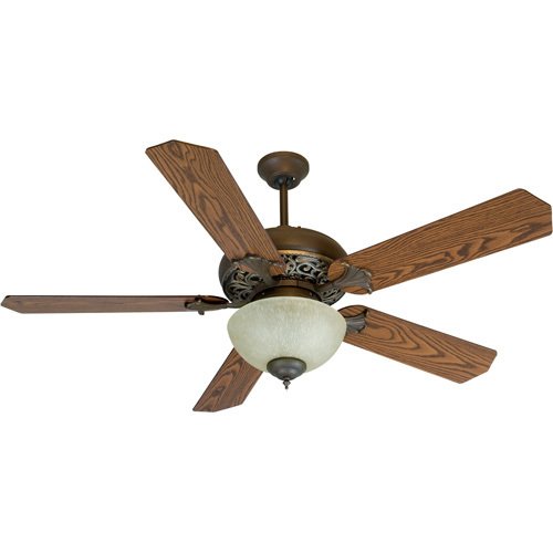 52" Ceiling Fan in Aged Bronze with Vintage Madera with Standard Reversible Blades in Dark Coffee/Dark Oak and Optional Light Kit