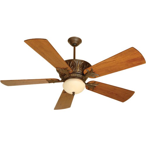 54" Ceiling Fan in Aged Bronze with Premier Blades in Distressed Teak and Optional Light Kit