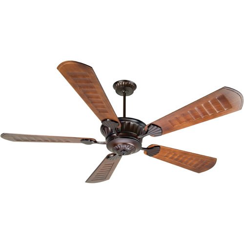 70" Ceiling Fan in Oiled Bronze with Custom Carved Blades in Scalloped Walnut