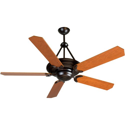 52" Ceiling Fan in Oiled Bronze with Custom Wood Blades in Cherry