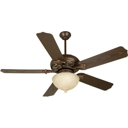 52" Ceiling Fan in Aged Bronze with Vintage Madera with Outdoor Standard Blades in Brown and Optional Light Kit
