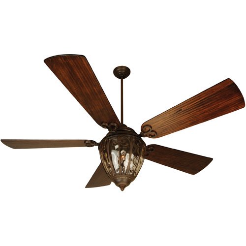 70" Ceiling Fan in Aged Bronze with Premier Blades in Hand Scraped Walnut and Integrated Light Kit