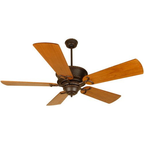 54" Ceiling Fan in Aged Bronze with Premier Blades in Distressed Teak