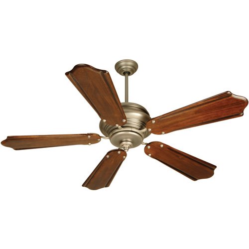 56" Ceiling Fan in Polished Nickel with Custom Carved Blades in Classic Ebony