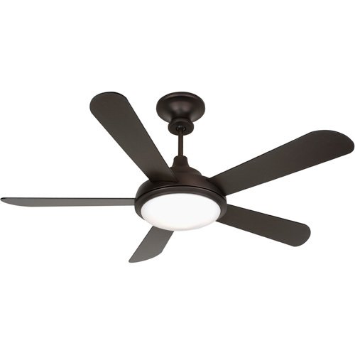 52" Ceiling Fan with Specialty Blades in Oiled Bronze and Integrated Light Kit