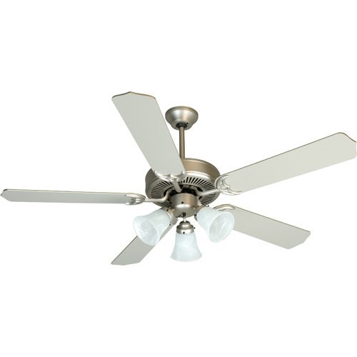 52" CD Ceiling Fan with Contractor Blades in Brushed Nickel and Light Kit