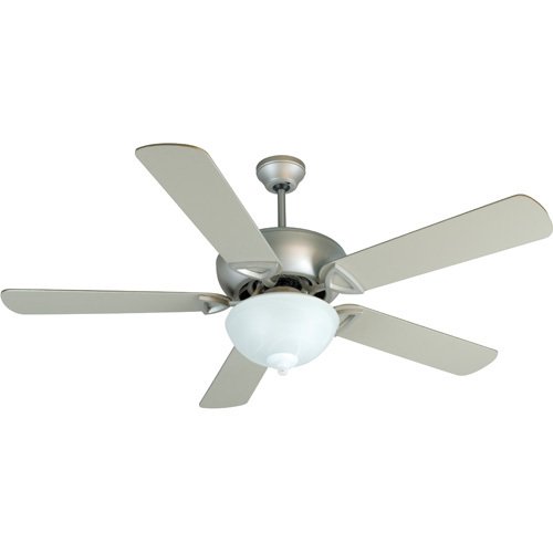 52" Ceiling Fan with Outdoor Plus Blades in Brushed Nickel and 2 Light Alabaster Outdoor Bowl