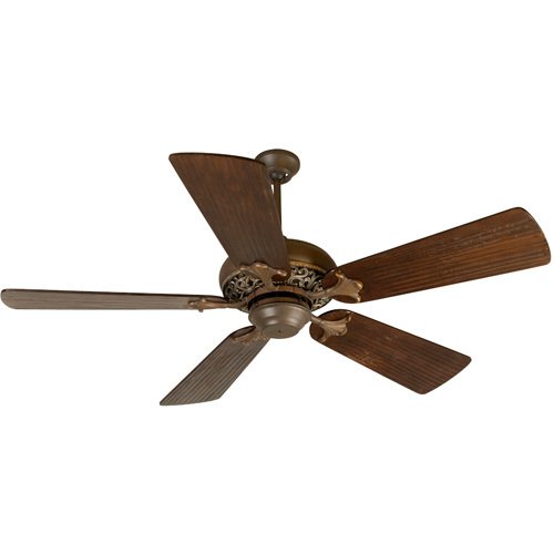 54" Ceiling Fan in Aged Bronze with Vintage Madera with Premier Blades in Hand Scraped Walnut and Optional Light Kit