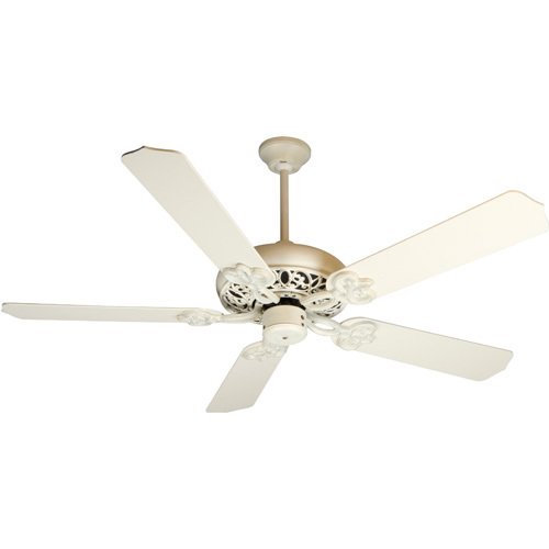 52" Ceiling Fan in Antique White Distressed with Contractor Blades in Antique White