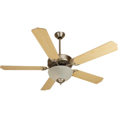 52" CD Ceiling Fan in Brushed Nickel with Contractor Blades in Maple and Light Kit