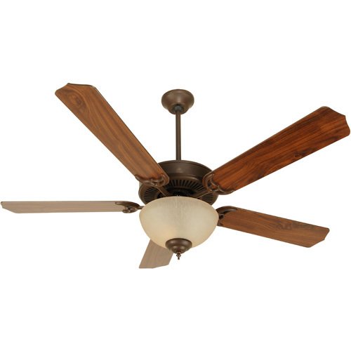 52" CD Ceiling Fan in Aged Bronze with Contractor Blades in Walnut and Light Kit
