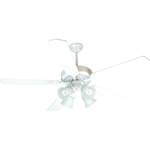 52" CD Ceiling Fan with Contractor Blades in White and Integrated Light Kit