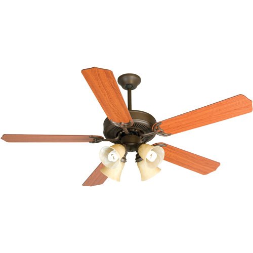 52" CD Ceiling Fan in Aged Bronze with Contractor Blades in Cherry and Light Kit