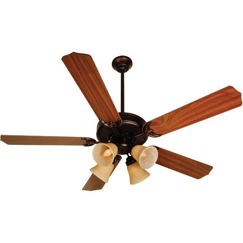 52" CD Ceiling Fan in Oiled Bronze with Contractor Blades in Walnut and Light Kit