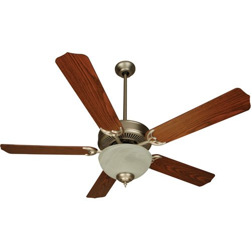 52" CD Ceiling Fan in Brushed Nickel with Contractor Blades in Dark Oak and Light Kit