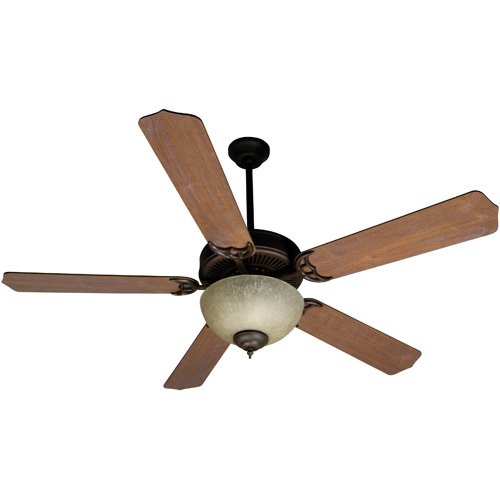 52" CD Ceiling Fan in Oiled Bronze with Contractor Blades in Washed Walnut Birch and Light Kit