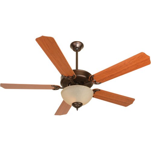 52" CD Ceiling Fan in Oiled Bronze with Contractor Blades in Cherry and Light Kit