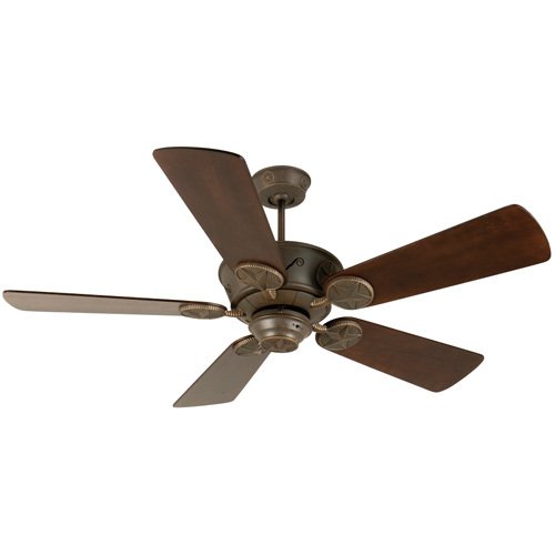 54" Ceiling Fan in Aged Bronze with Premier Blades in Distressed Walnut