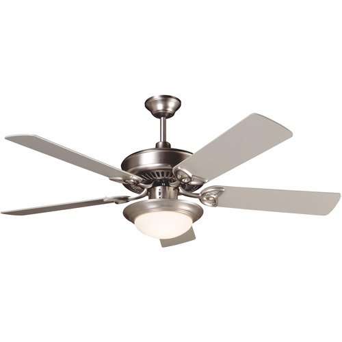 52" Ceiling Fan with Plus Blades and Flushmount Elegance Light Kit in Brushed Nickel with Cased White Glass
