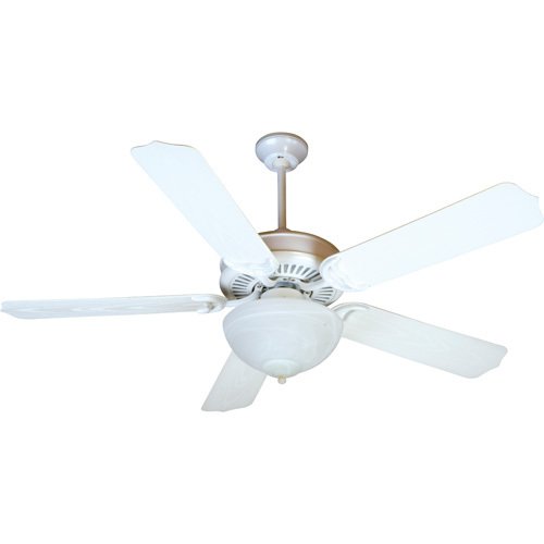 52" Porch Ceiling Fan with Outdoor Standard Blades in White and 2 Light Alabaster Outdoor Bowl