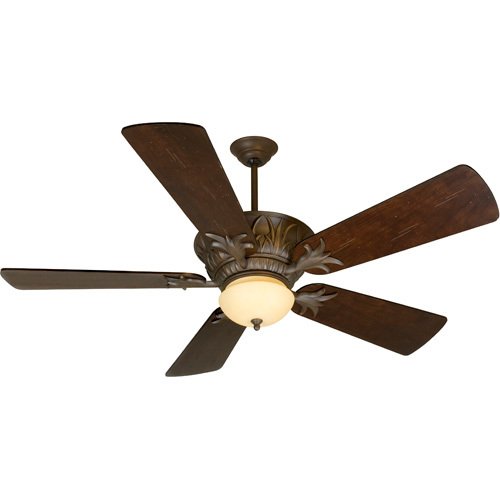 54" Ceiling Fan in Aged Bronze with Premier Blades in Distressed Walnut and Light Kit