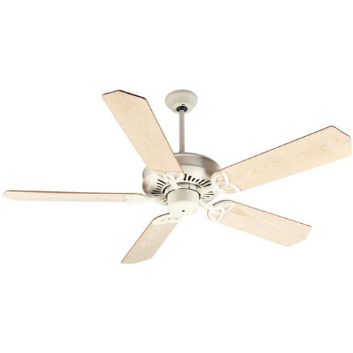 52" Ceiling Fan in Antique White with Custom Wood Blades in Unfinished Ash