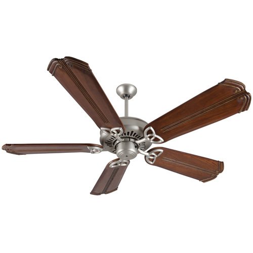 56" Ceiling Fan in Brushed Nickel with Custom Carved Blades in Chamberlain Oak