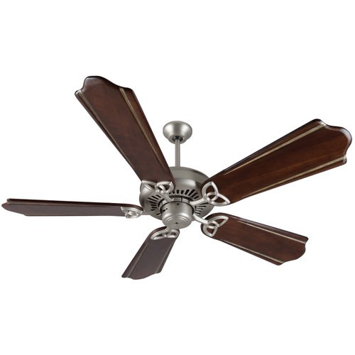 56" Ceiling Fan in Brushed Nickel with Custom Carved Blades in Classic Walnut/Vintage Madera