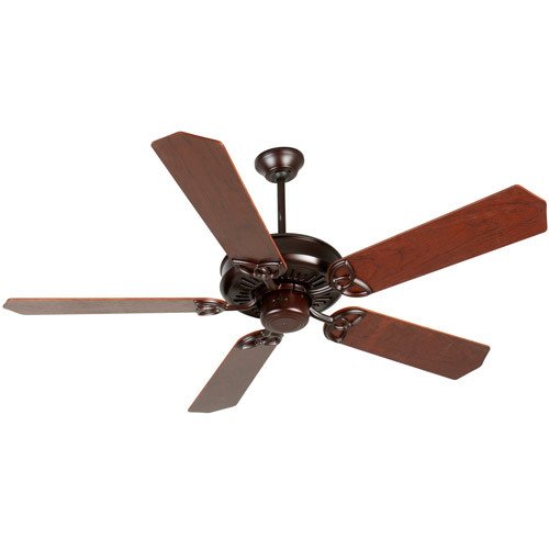 52" Ceiling Fan in Oiled Bronze with Custom Wood Blades in Rosewood