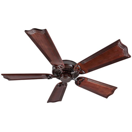 56" Ceiling Fan in Oiled Bronze with Custom Carved Blades in Wellington Mahogany