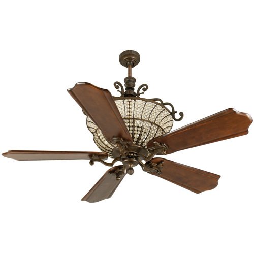 56" Ceiling Fan in Peruvian with Custom Carved Blades in Classic Ebony