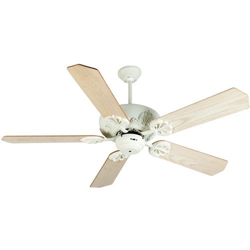 52" Ceiling Fan in Antique White with Custom Wood Blades in Unfinished Ash
