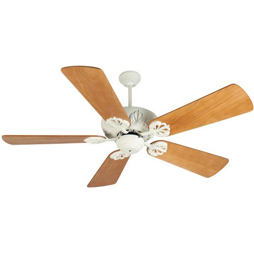 54" Ceiling Fan in Antique White with Premier Blades in Distressed Oak