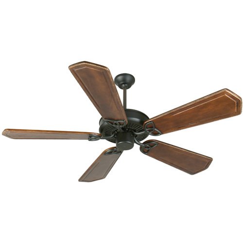 56" Ceiling Fan in Flat Black with Custom Carved Blades in Ophelia Walnut/Vintage Madera