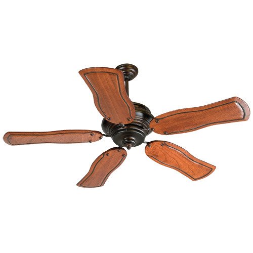 52" Ceiling Fan in Oiled Bronze with Custom Carved Constantina Mahogany Blades