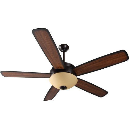52" Ceiling Fan in Oiled Bronze with Custom Blades and Light Kit